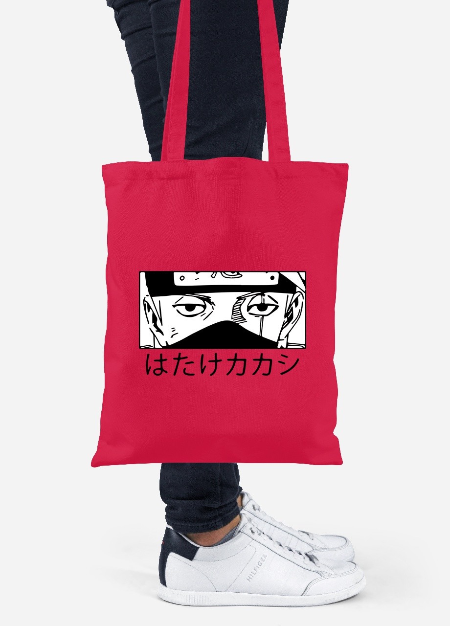 Эко сумка шопер Какаши Хатаке Наруто (Hatake Kakashi Naruto) (92102-3339-RD) красная MobiPrint lite (256920824)
