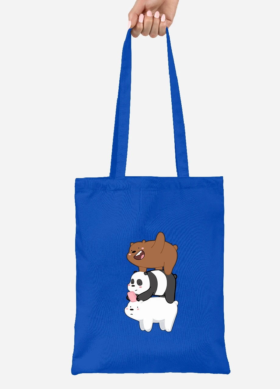 Эко сумка шопер Три медведя (We Bare bears) (92102-2643-SK) голубая MobiPrint Lite (256921267)