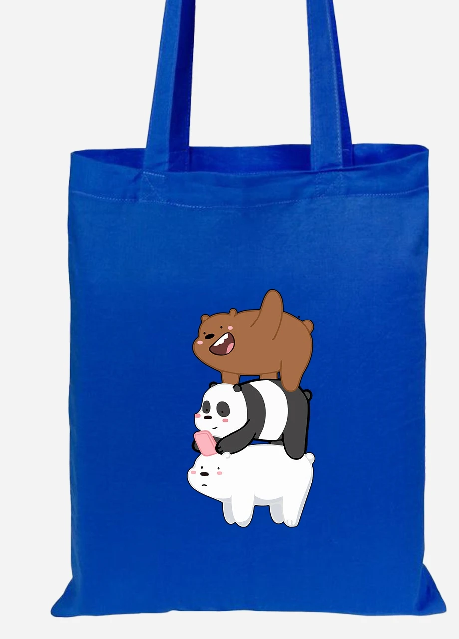 Эко сумка шопер Три медведя (We Bare bears) (92102-2643-SK) голубая MobiPrint Lite (256921267)