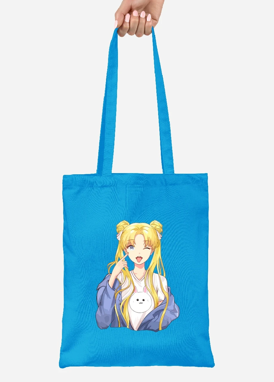 Эко сумка шопер Сейлор Мун (Sailor Moon) (92102-2925-BL) синяя MobiPrint Lite (256923893)