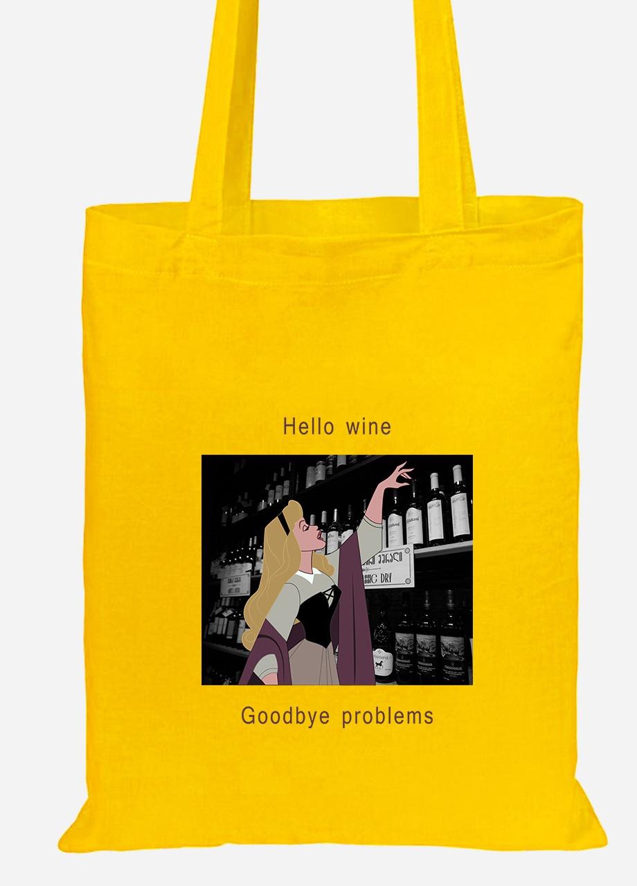 Эко сумка шопер Спящая красавица в винном погребе (92102-1432-SY) желтая MobiPrint Lite (256924755)