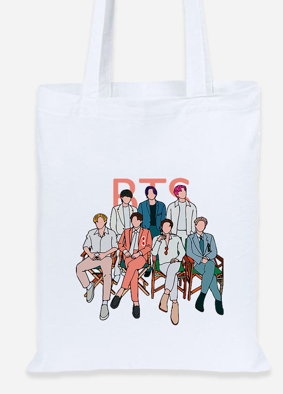 Эко сумка шопер БТС (BTS) (92102-3264) белая MobiPrint Lite (256921574)