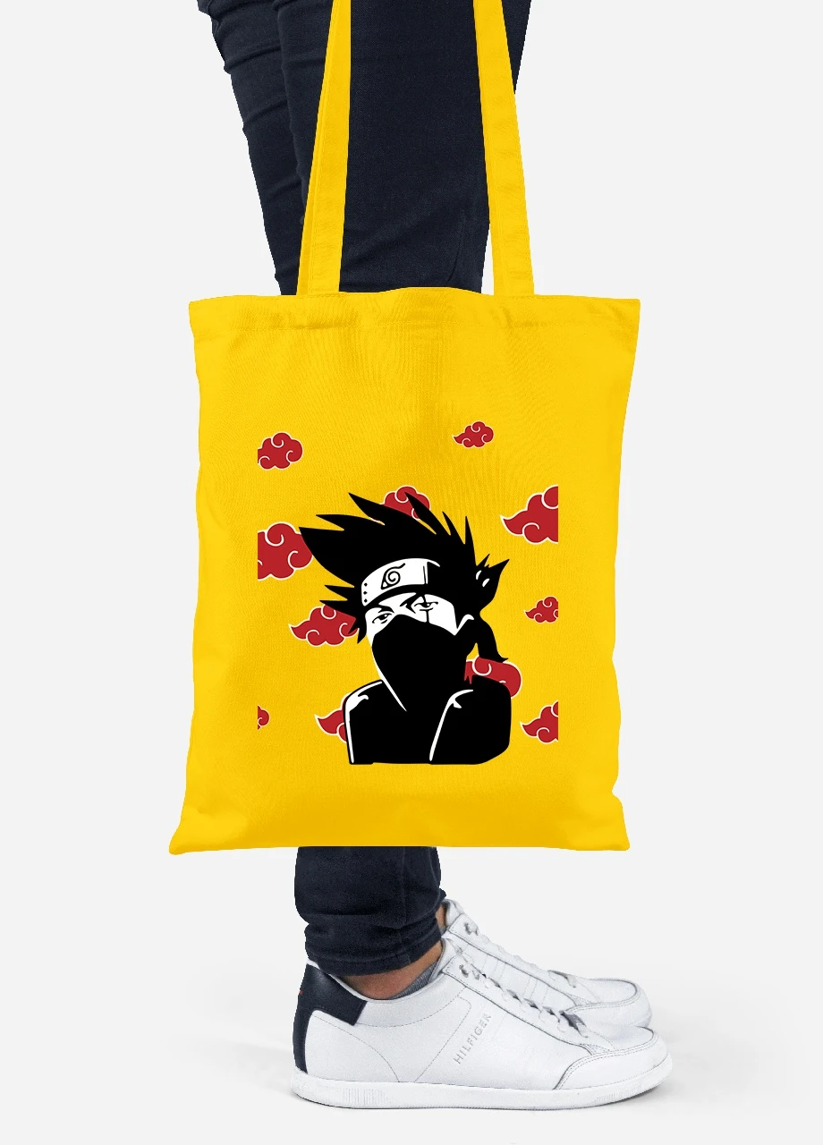 Еко-сумка шоппер Какаші Хатаке Наруто (Hatake Kakashi Naruto) (92102-3054-SY) жовта MobiPrint Lite (256923118)