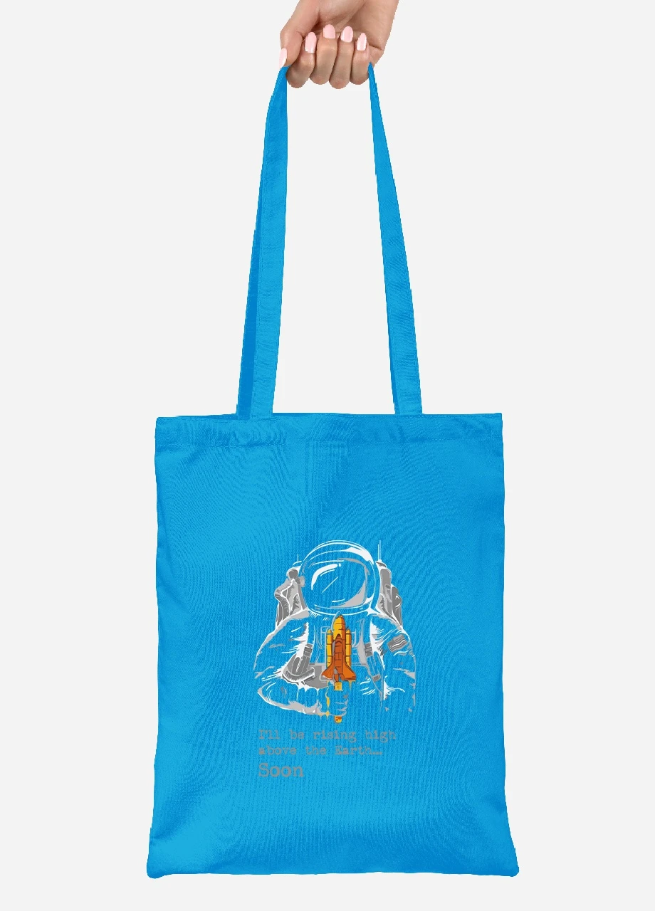 Эко сумка шопер Космонавт c ракетой (92102-2026-BL) синяя MobiPrint Lite (256923583)