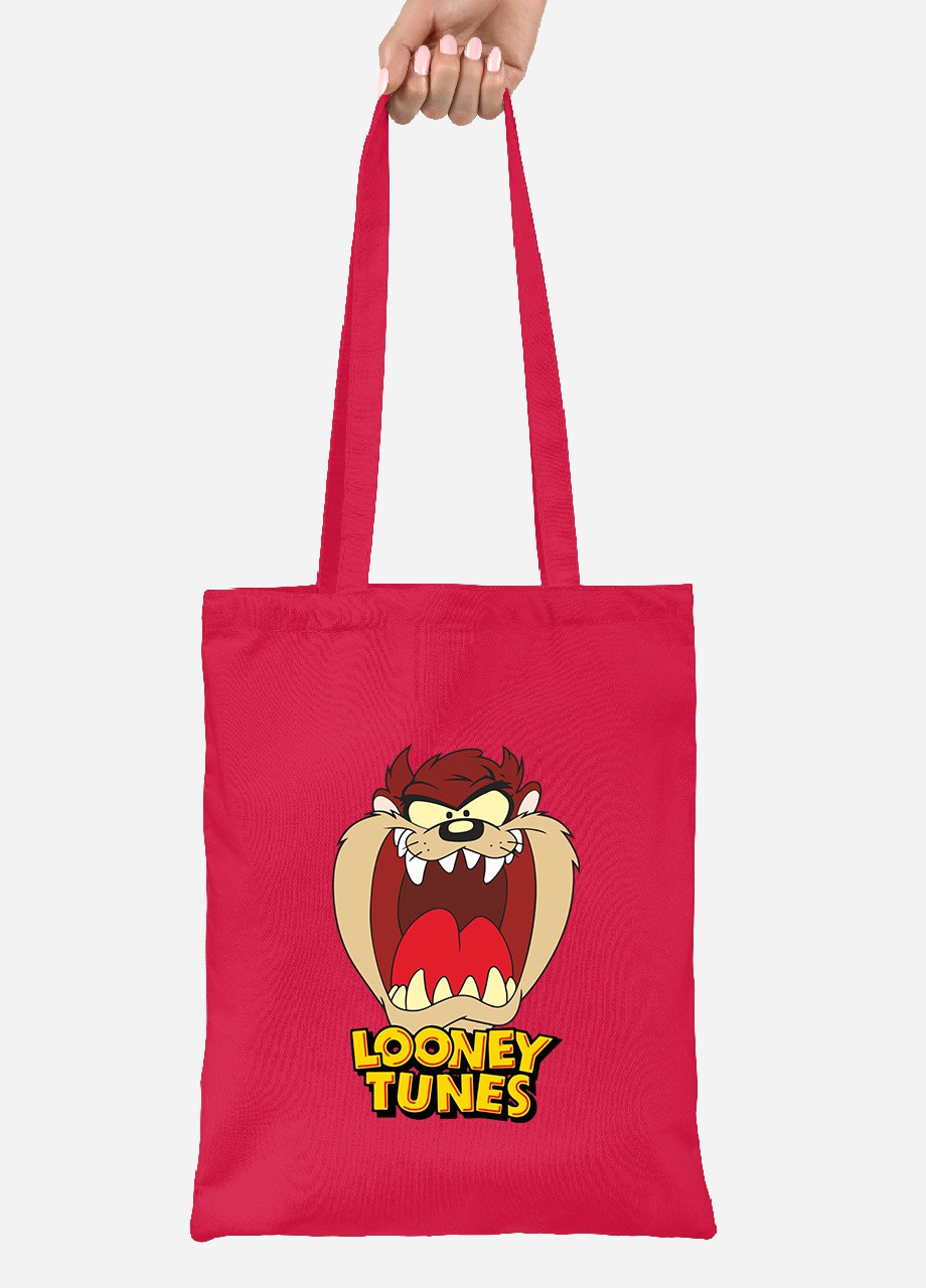Эко сумка шопер Таз Луни Тюнз ( Taz Looney Tunes) (92102-2874-RD) красная MobiPrint Lite (256924019)
