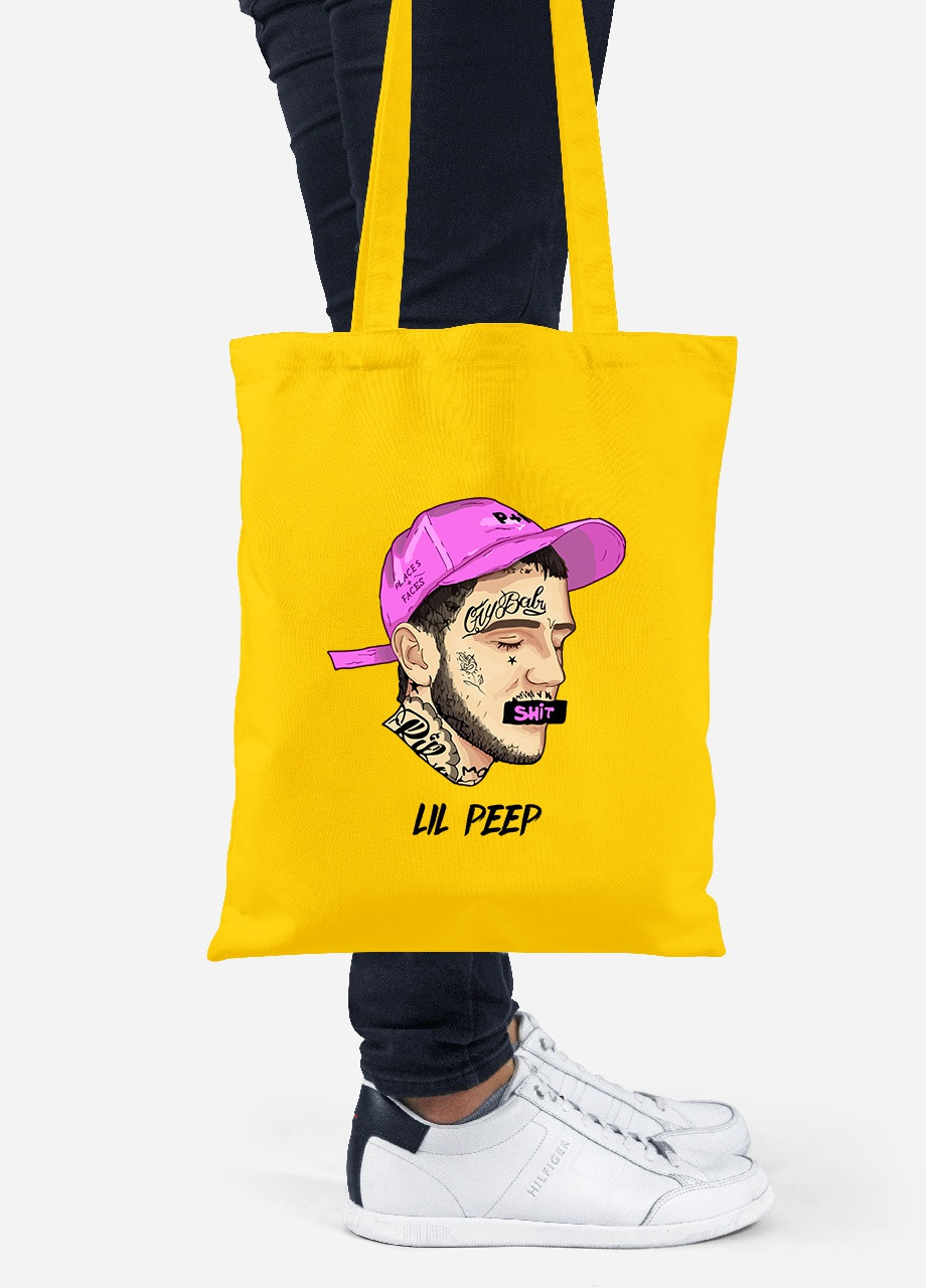 Еко-сумка шоппер Ліл Піп (Lil Peep) (92102-2635-SY) жовта MobiPrint Lite (256922431)
