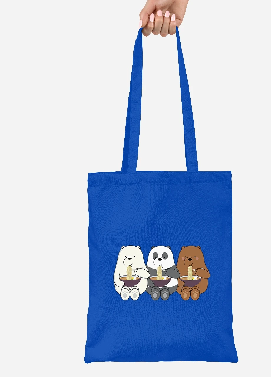 Эко сумка шопер Вся правда о медведях (We Bare Bears) (92102-2897-SK) голубая MobiPrint Lite (256920657)