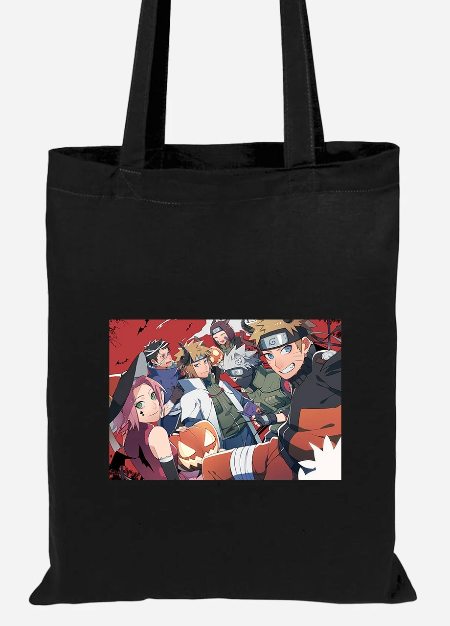 Еко-сумка шоппер Наруто (Naruto) (92102-3102-BK) чорна MobiPrint Lite (256923907)