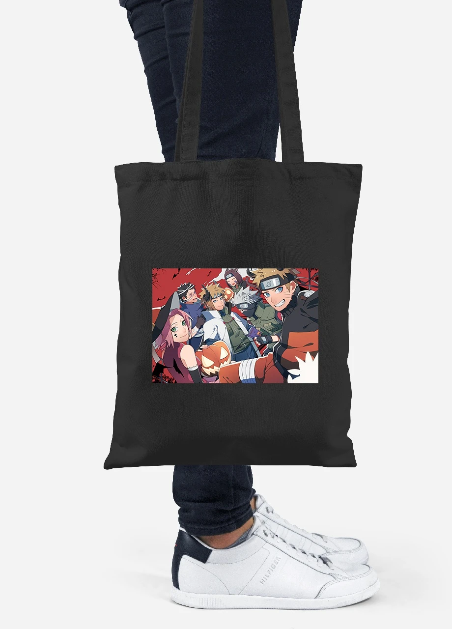 Еко-сумка шоппер Наруто (Naruto) (92102-3102-BK) чорна MobiPrint Lite (256923907)