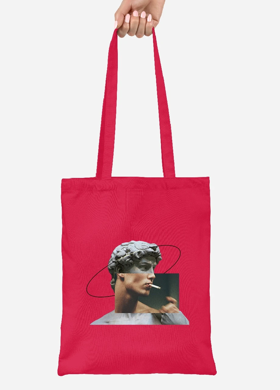 Эко сумка шопер Давид Микеланджело Ренессанс (Renaissance David Michelangelo) (92102-1201-RD) красная MobiPrint Lite (256923089)