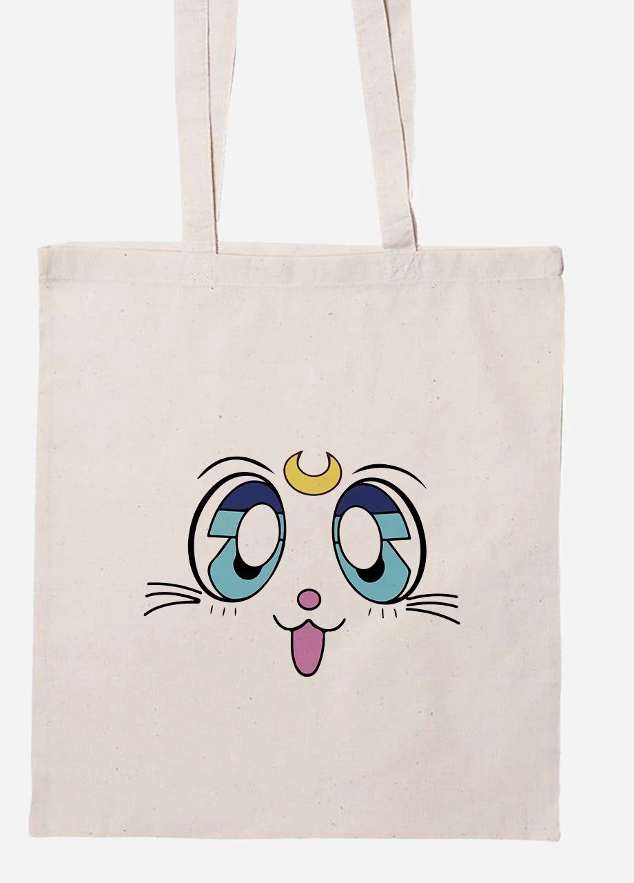 Еко-сумка шоппер Місяць Кішки Сейлор Мун (anime Sailor Moon Cats) (92102-2921-BG) бежева MobiPrint Lite (256920259)