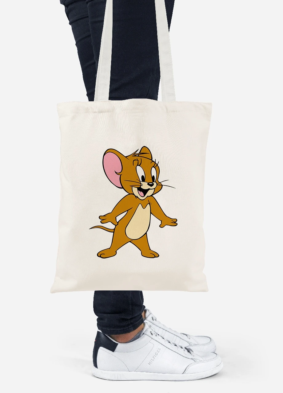 Эко сумка шопер Том и Джери (Tom and Jerry) (92102-1958-BG) бежевая MobiPrint Lite (256923516)