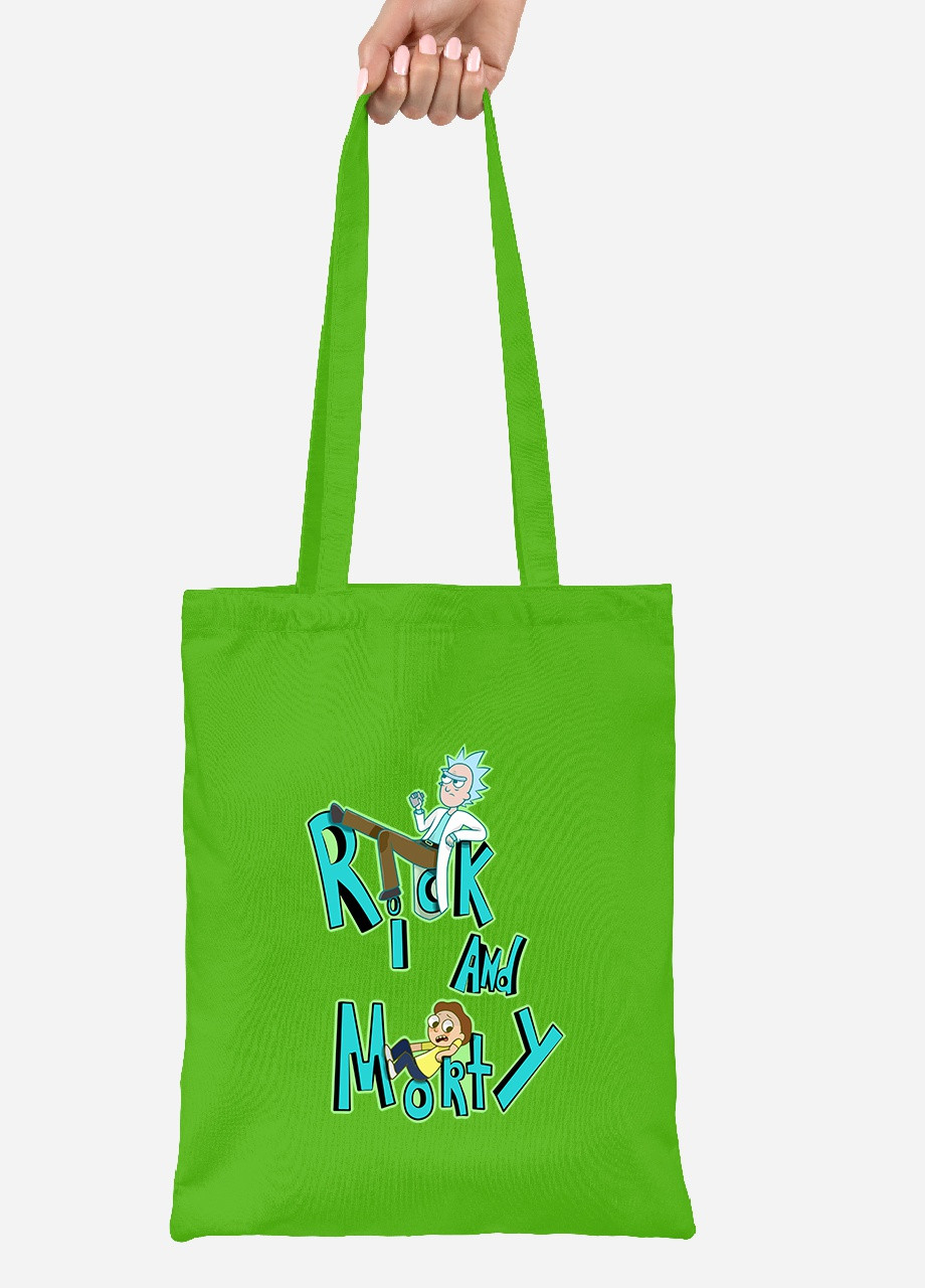 Еко-сумка шоппер Рік Санчез та Морті Сміт Рік та Морті (Rick and Morty) (92102-2939-LM) салатова MobiPrint Lite (256924011)