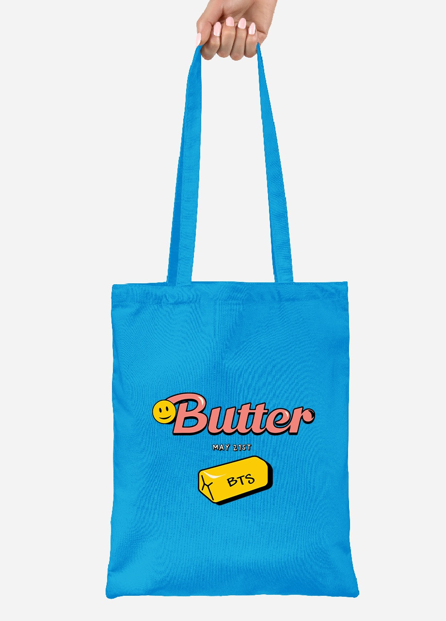 Еко-сумка шоппер Butter БТС (BTS) (92102-3257-BL) синя MobiPrint Lite (256921840)