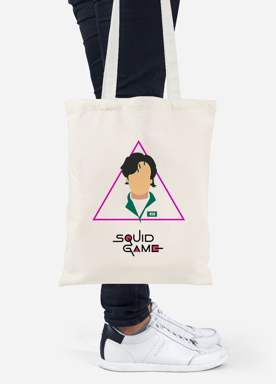 Еко-сумка шоппер Лі Чжунг-Чжає ес Сонг гі-хун Гра в кальмара (Squid Game) (92102-3356-BG) бежева MobiPrint Lite (256922217)