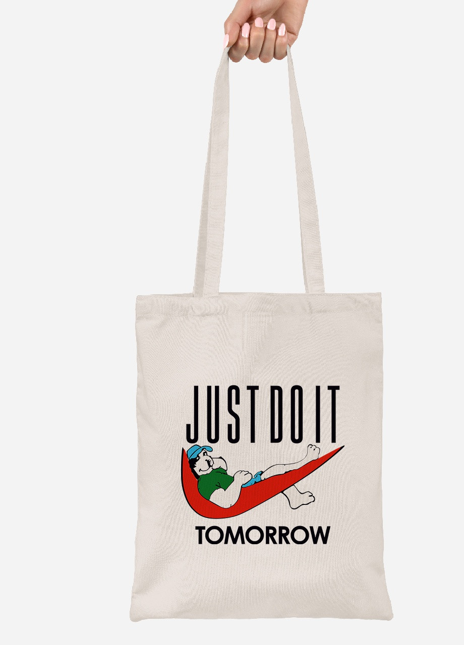 Еко-сумка шоппер JUSTDOIT tomorrow (Просто зроби це завтра) (92102-2007-BG) бежева MobiPrint lite (256920169)