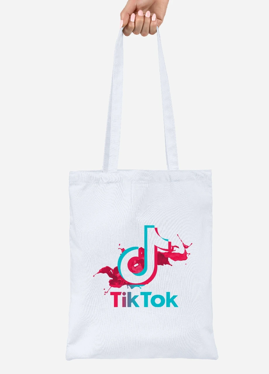Эко сумка шопер Tik Tok (92102-1943) белая MobiPrint Lite (256922886)
