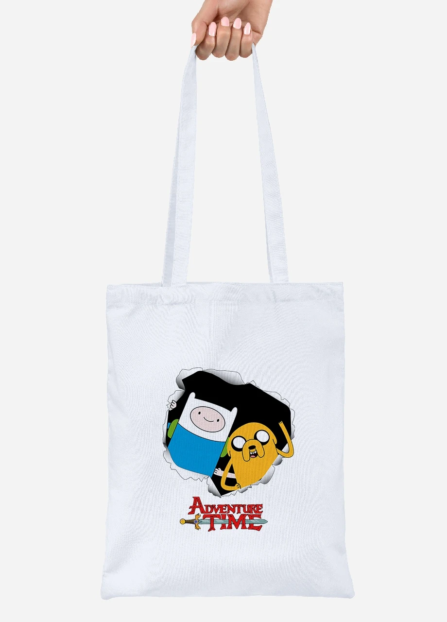 Эко сумка шопер Финн и Джейк пес (Finn & Jake the dog) (92102-1581) белая MobiPrint Lite (256924299)