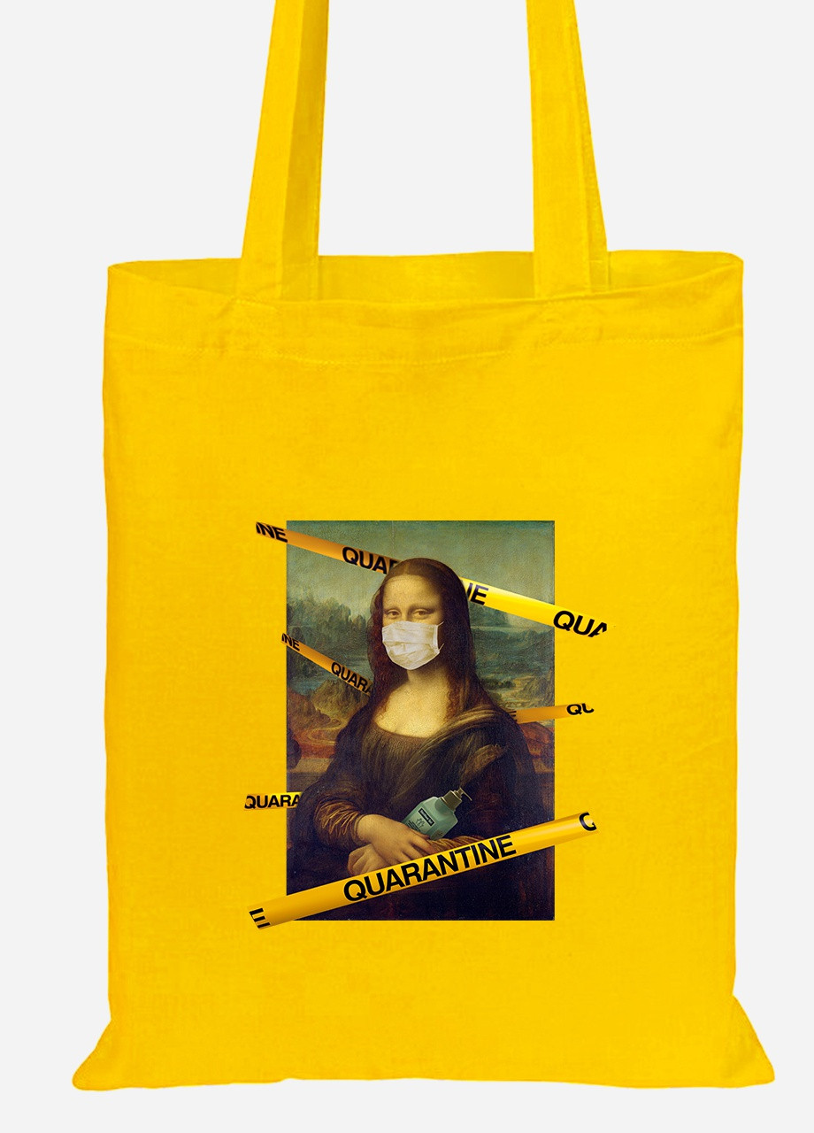 Эко сумка шопер Джоконда в маске (92102-1412-SY) желтая MobiPrint Lite (256921837)