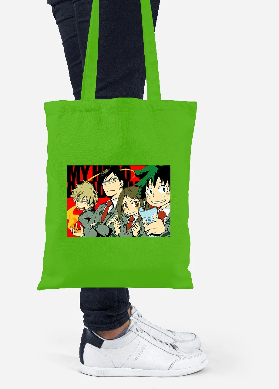 Эко сумка шопер Моя геройская академия (My Hero Academia) (92102-3067-LM) салатовая MobiPrint Lite (256922391)