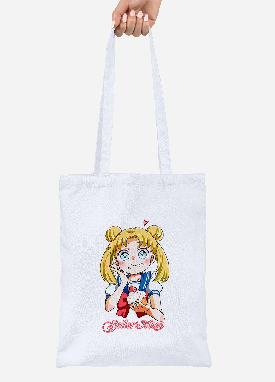 Еко-сумка шоппер Сейлор Мун (Sailor Moon) (92102-2917) біла MobiPrint Lite (256923968)