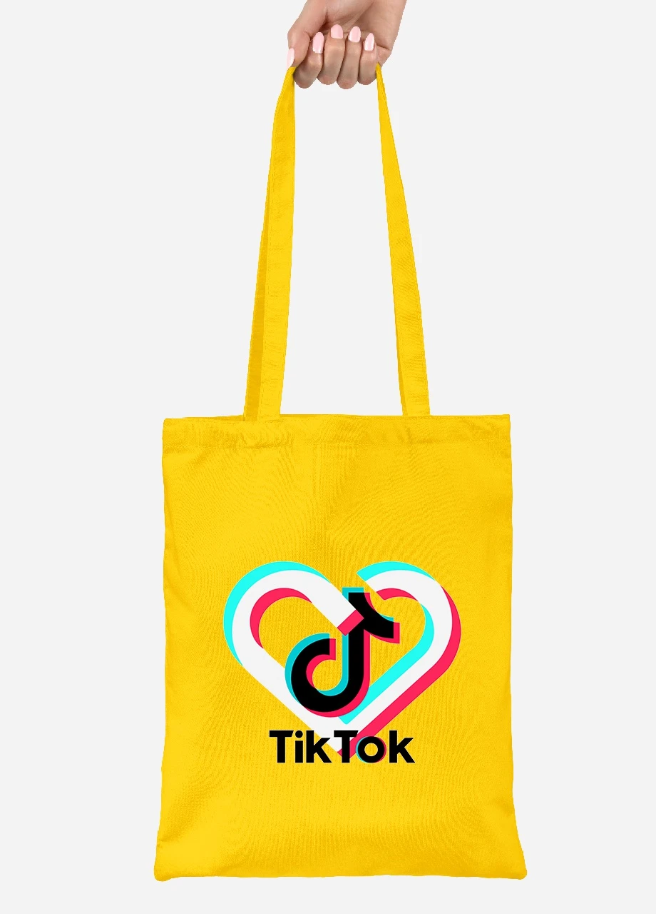 Еко-сумка шоппер Tik Tok (92102-1942-SY) жовта MobiPrint Lite (256922129)