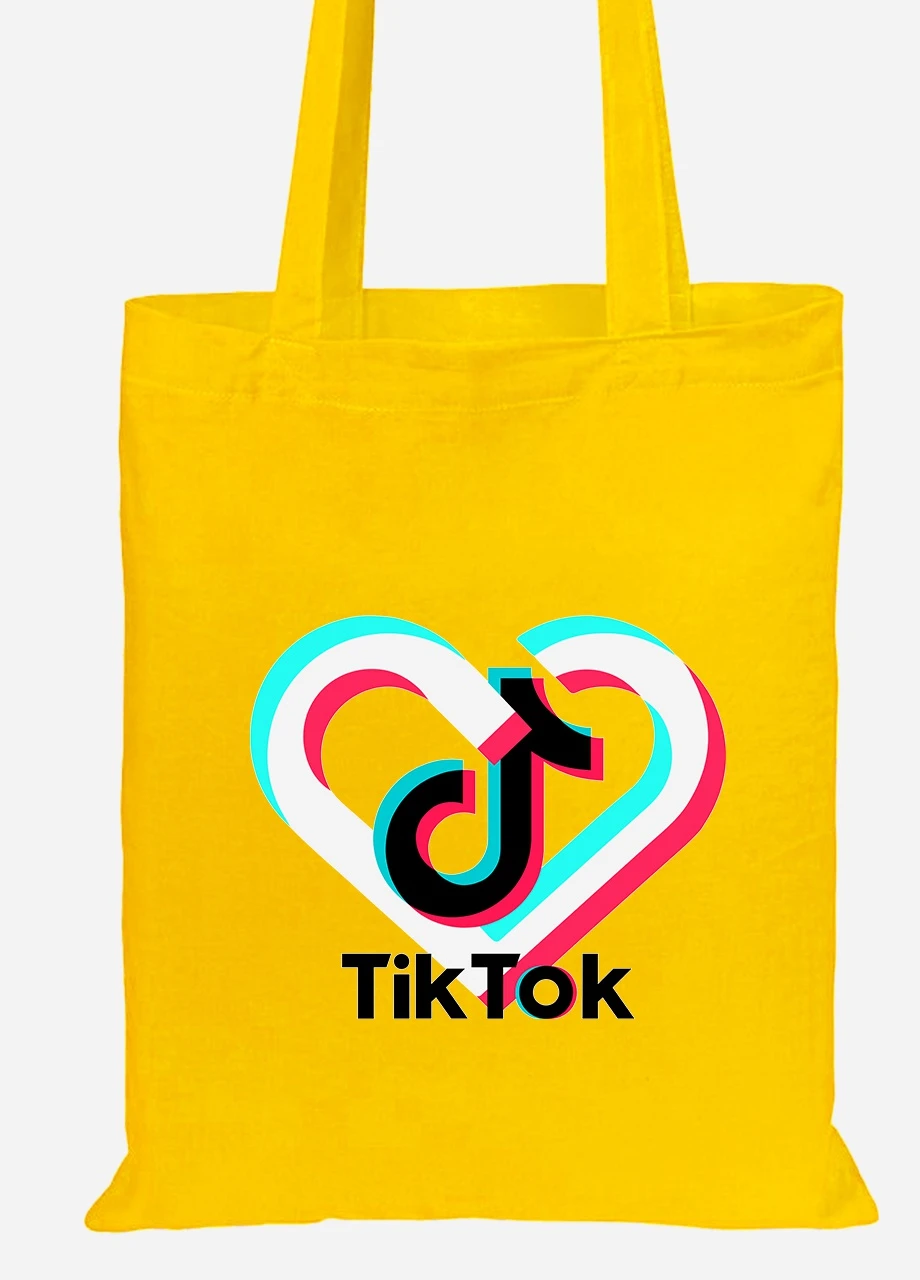 Еко-сумка шоппер Tik Tok (92102-1942-SY) жовта MobiPrint Lite (256922129)