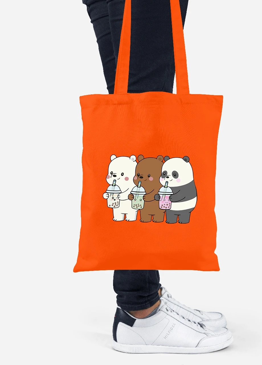 Эко сумка шопер Вся правда о медведях (We Bare Bears) (92102-2896-OG) оранжевая MobiPrint Lite (256920382)