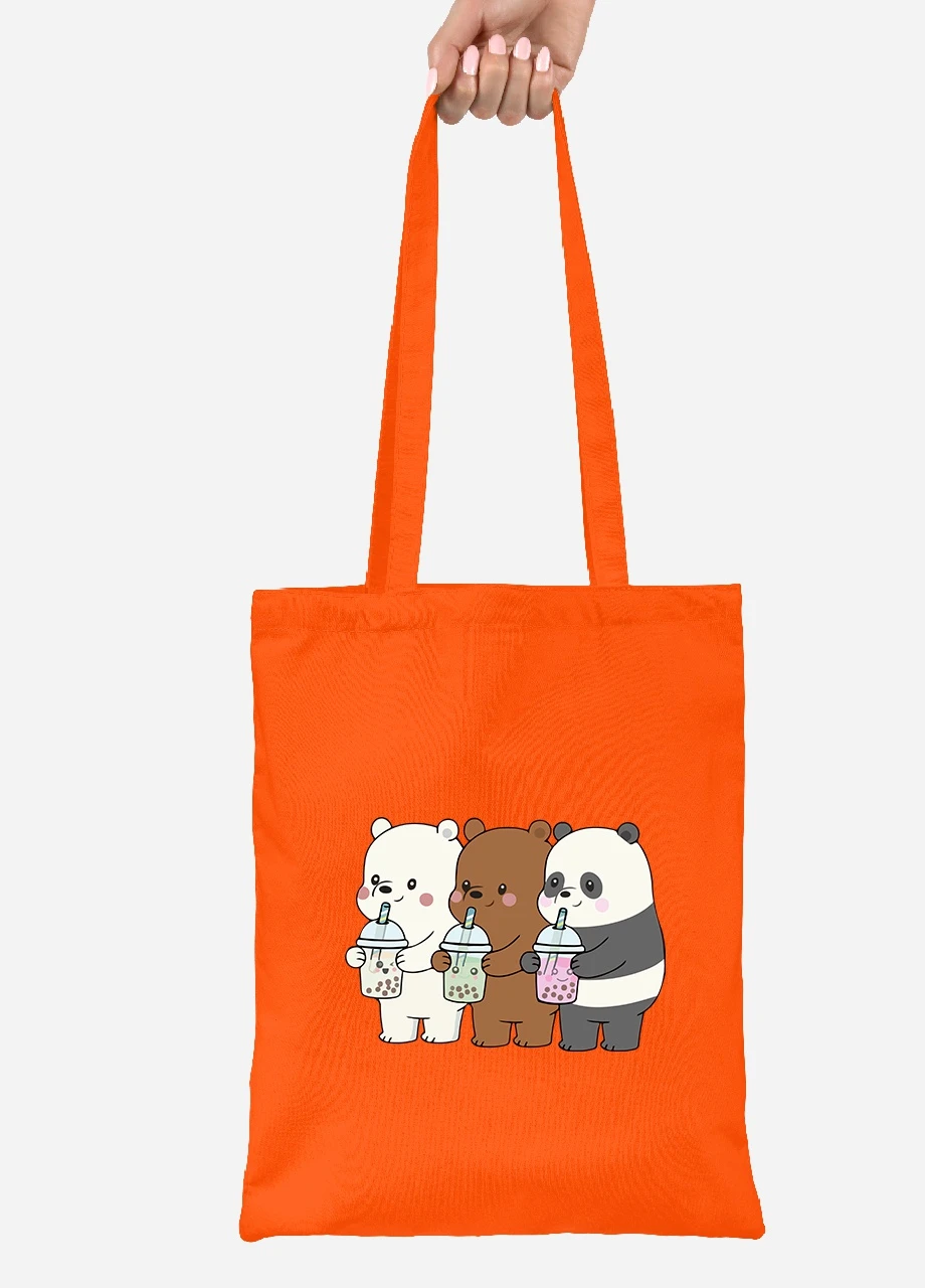 Эко сумка шопер Вся правда о медведях (We Bare Bears) (92102-2896-OG) оранжевая MobiPrint Lite (256920382)
