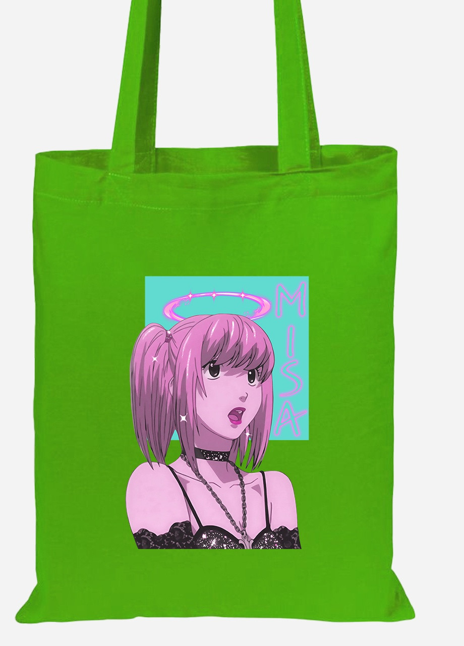 Эко сумка шопер Миса Аманэ Тетрадь смерти (Misa Amane Death Note) (92102-2827-LM) салатовая MobiPrint Lite (256921778)