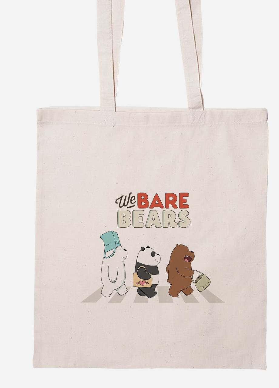 Эко сумка шопер Вся правда о медведях (We Bare Bears) (92102-2666-BG) бежевая MobiPrint Lite (256922361)