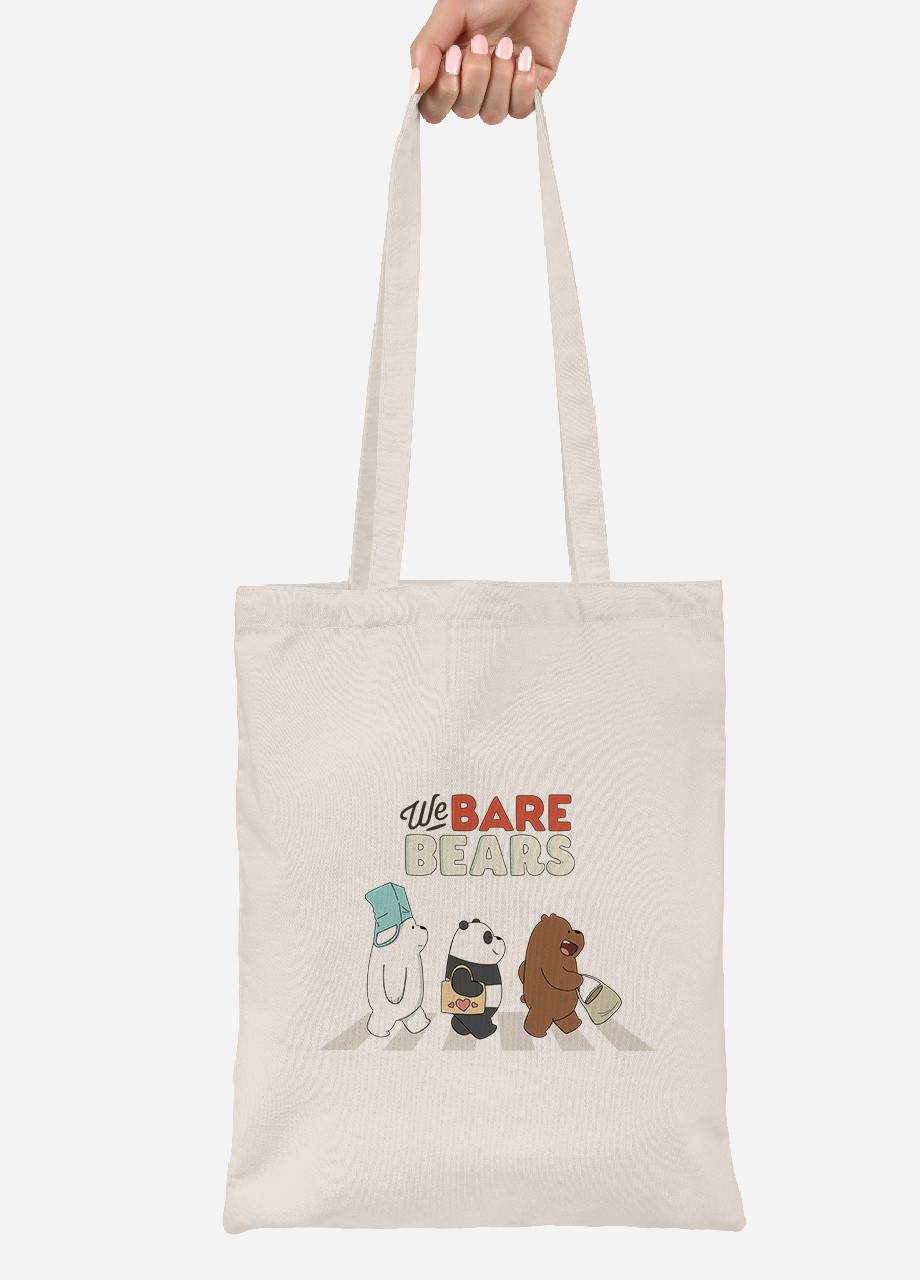 Эко сумка шопер Вся правда о медведях (We Bare Bears) (92102-2666-BG) бежевая MobiPrint Lite (256922361)