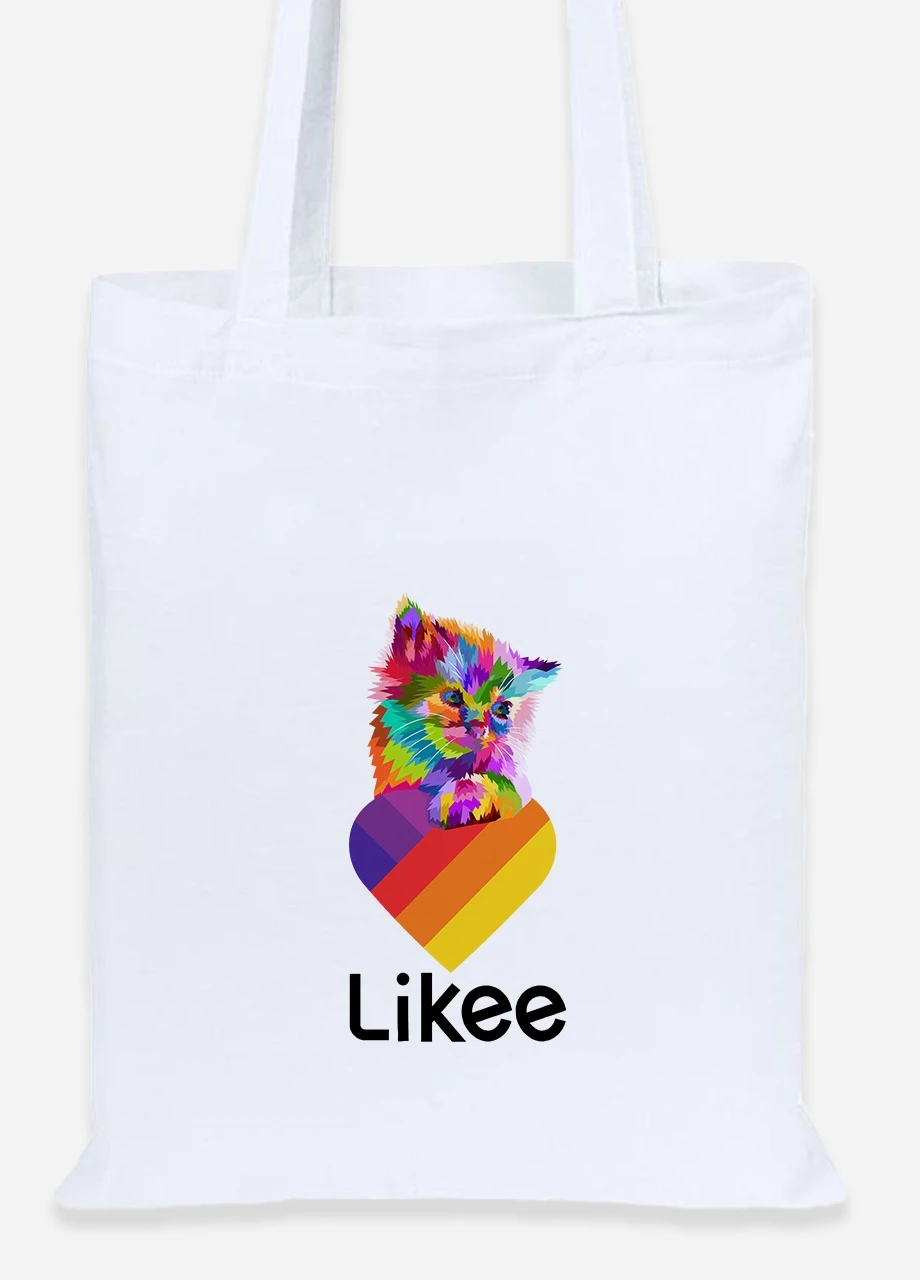 Эко сумка шопер Лайки (Likee) (92102-1470) белая MobiPrint Lite (256921851)