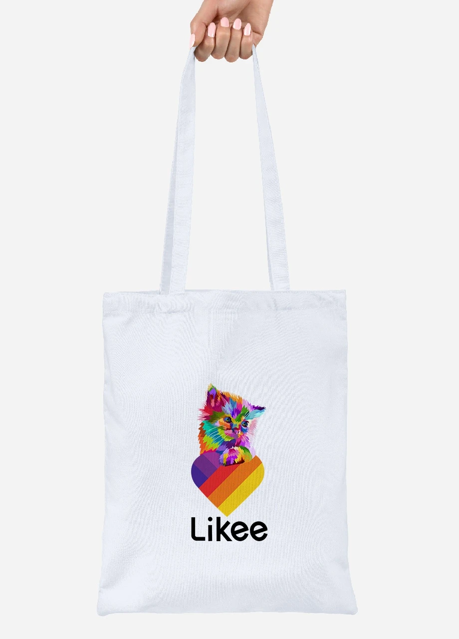 Эко сумка шопер Лайки (Likee) (92102-1470) белая MobiPrint Lite (256921851)