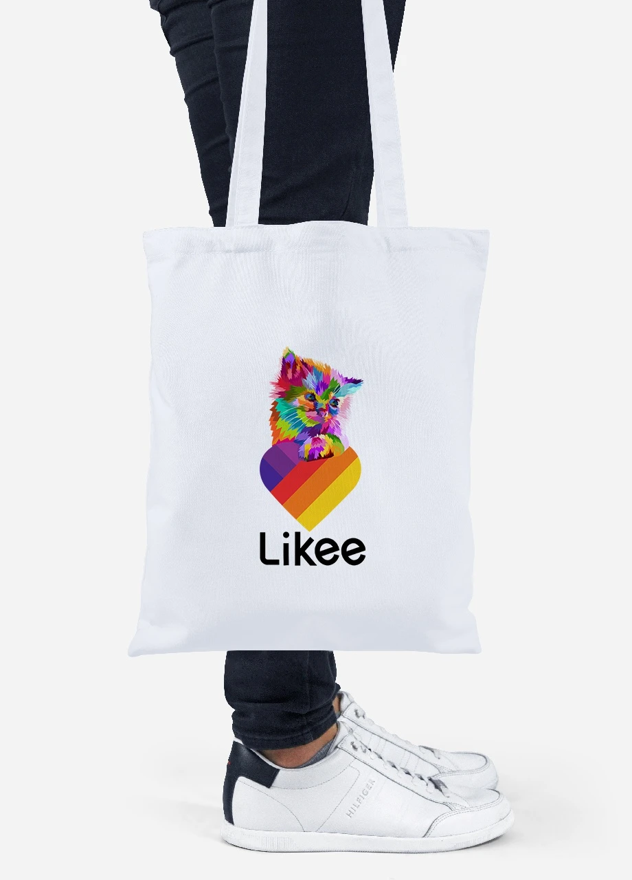 Эко сумка шопер Лайки (Likee) (92102-1470) белая MobiPrint Lite (256921851)
