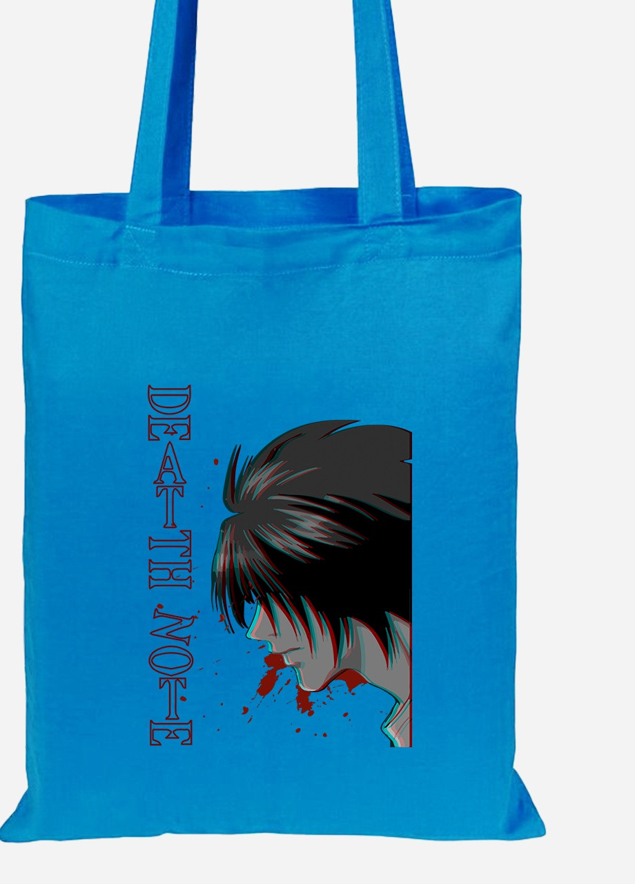 Еко-сумка шоппер Ел Лоулайт Зошит смерті (L Death Note) (92102-2824-BL) синя MobiPrint Lite (256922833)