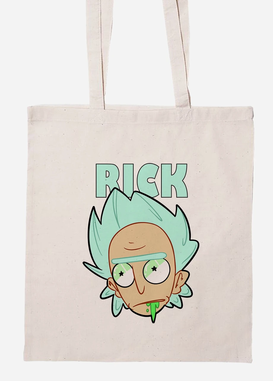 Эко сумка шопер Рик Санчез и Бендер Рик и Морти (Bender Rick and Morty) (92102-2942-BG) бежевая MobiPrint Lite (256924723)