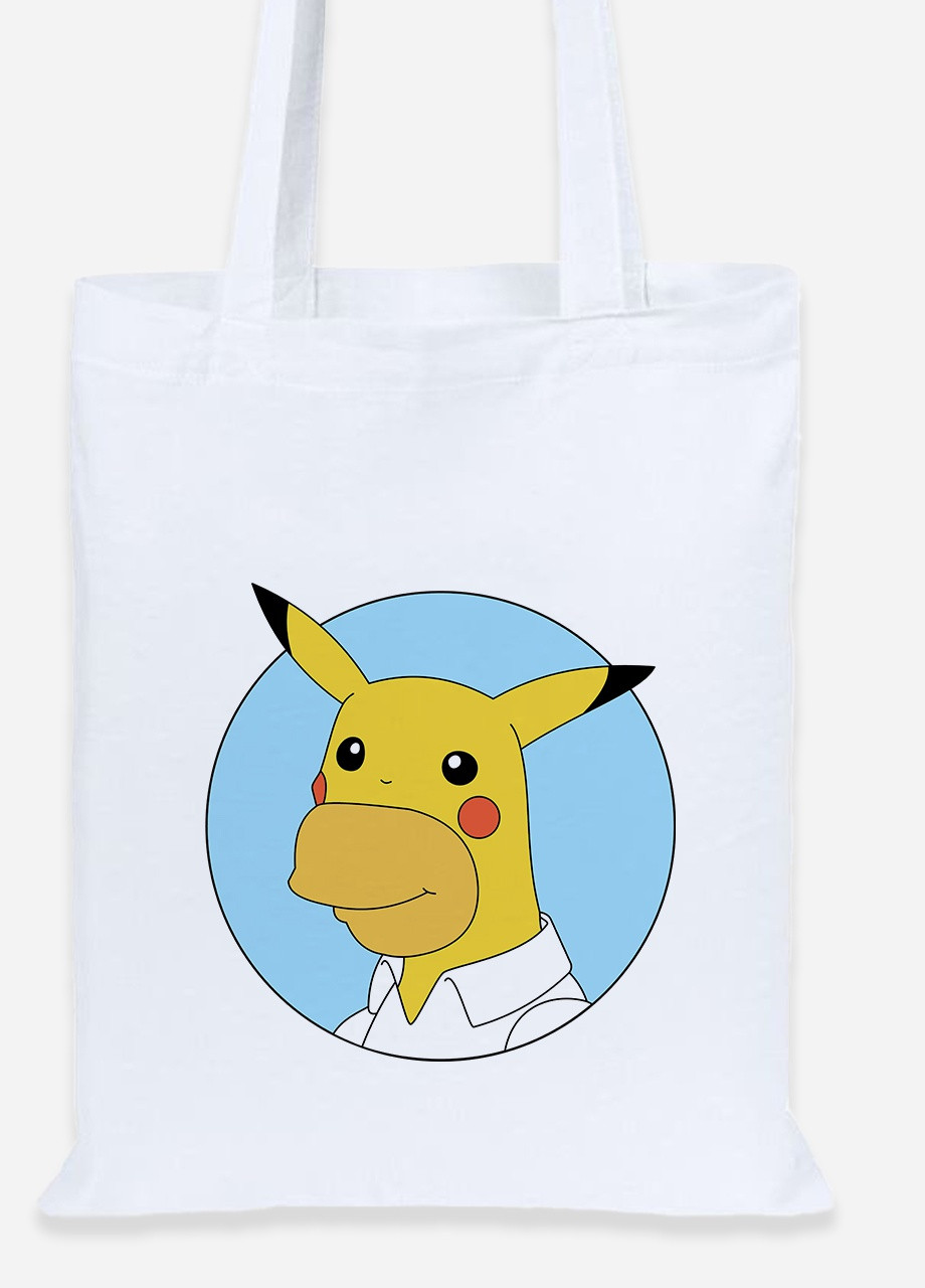 Еко-сумка шоппер Гомер-чу (Сімпсони та Пікачу) (92102-2001) біла MobiPrint Lite (256921123)