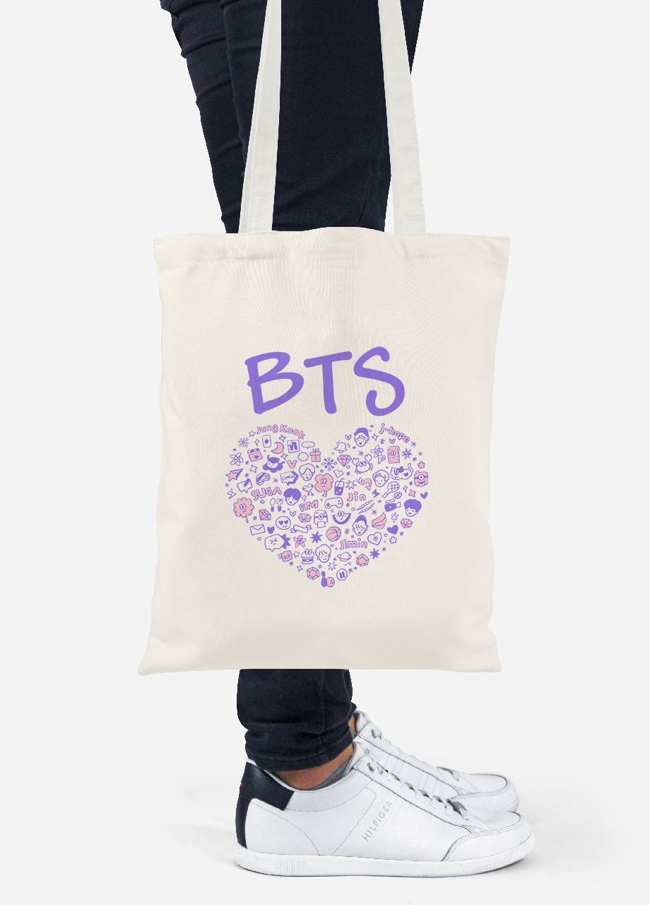 Еко-сумка шоппер БТС (BTS) (92102-3268-BG) бежева MobiPrint Lite (256922718)