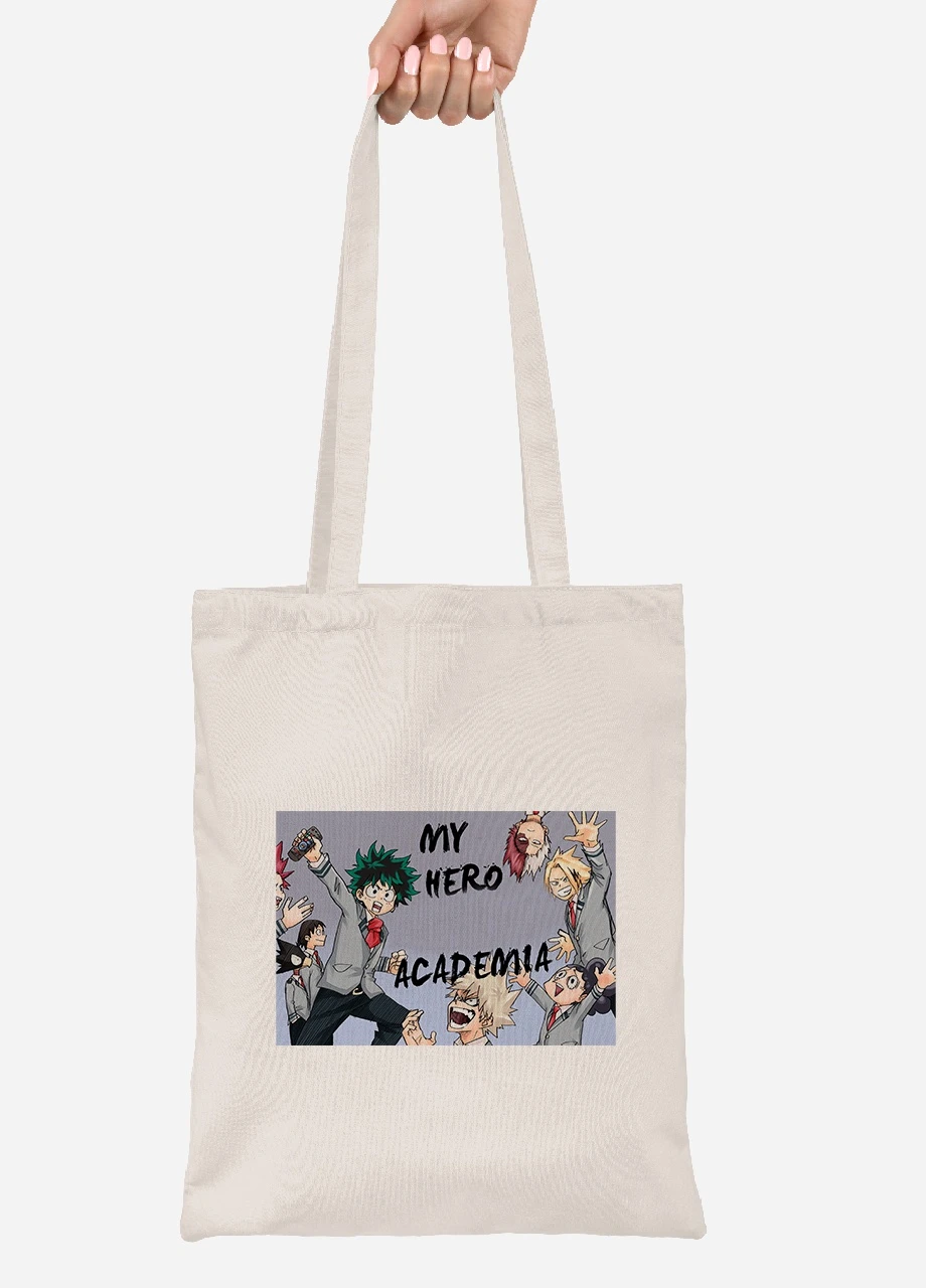 Еко-сумка шоппер Моя геройська академія (My Hero Academia) (92102-3062-BG) бежева MobiPrint Lite (256921615)