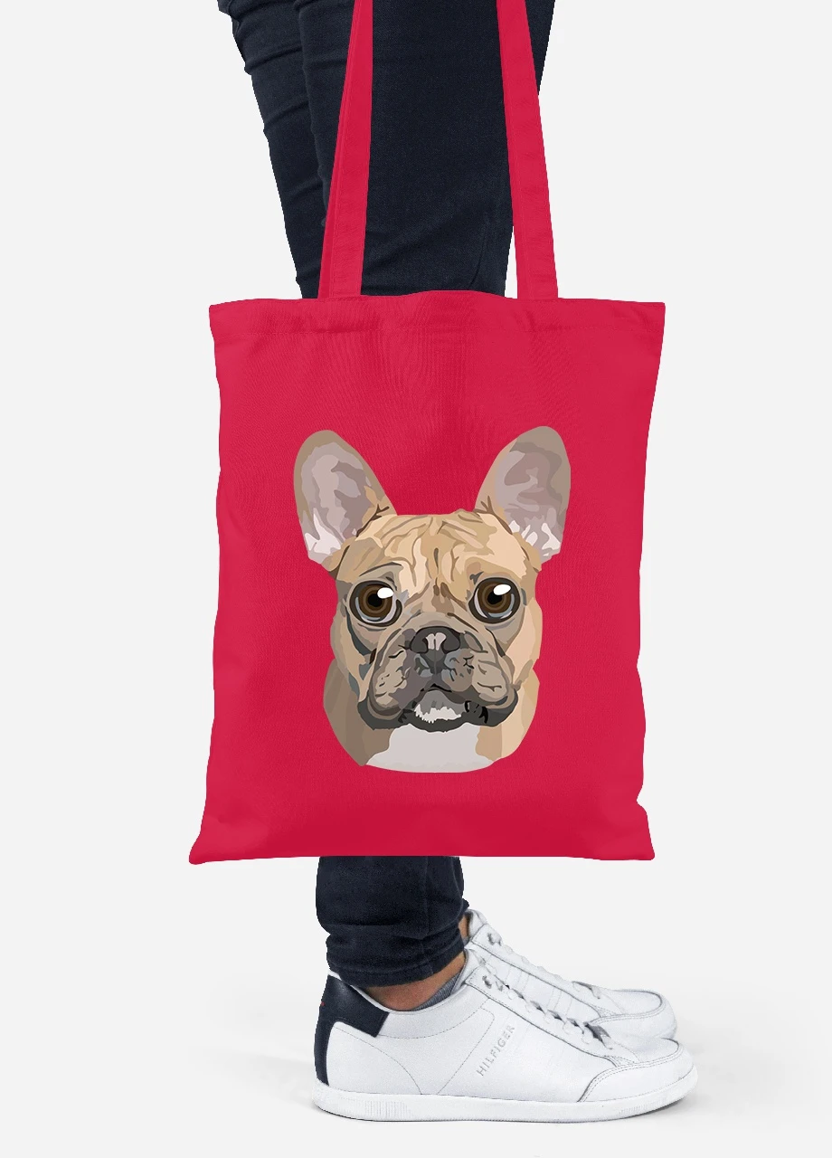 Еко-сумка шоппер Французький бульдог (92102-2857-RD) червона MobiPrint Lite (256923668)