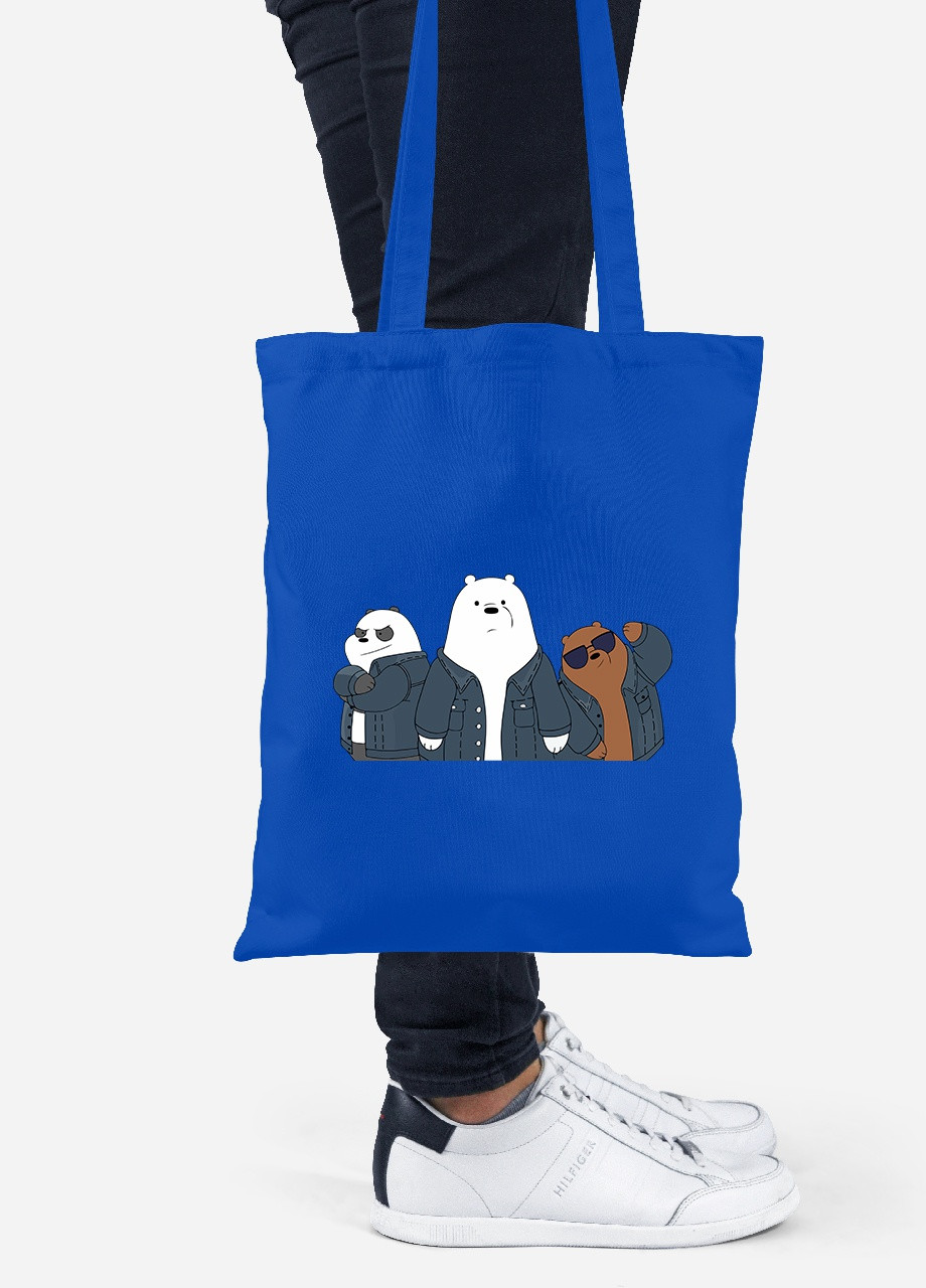 Эко сумка шопер Вся правда о медведях (We Bare Bears) (92102-2895-SK) голубая MobiPrint Lite (256922859)