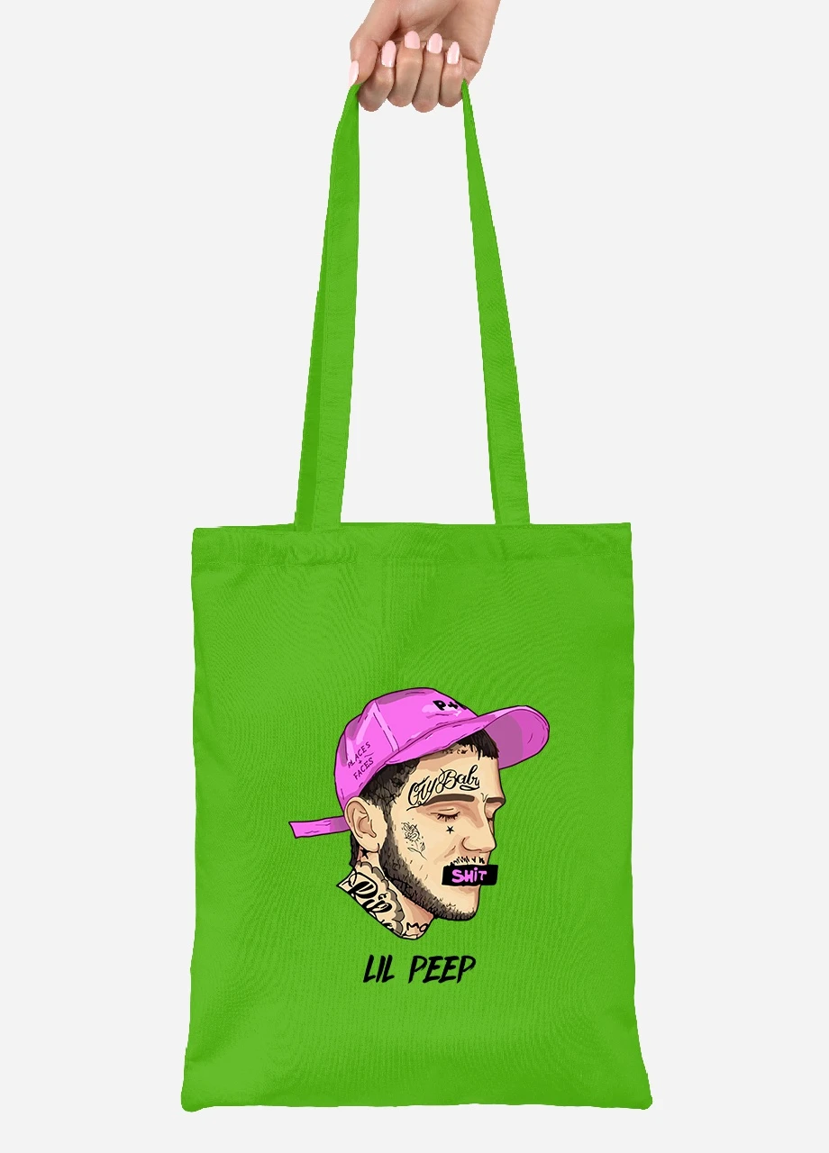 Эко сумка шопер Лил Пип (Lil Peep) (92102-2635-LM) салатовая MobiPrint Lite (256924799)