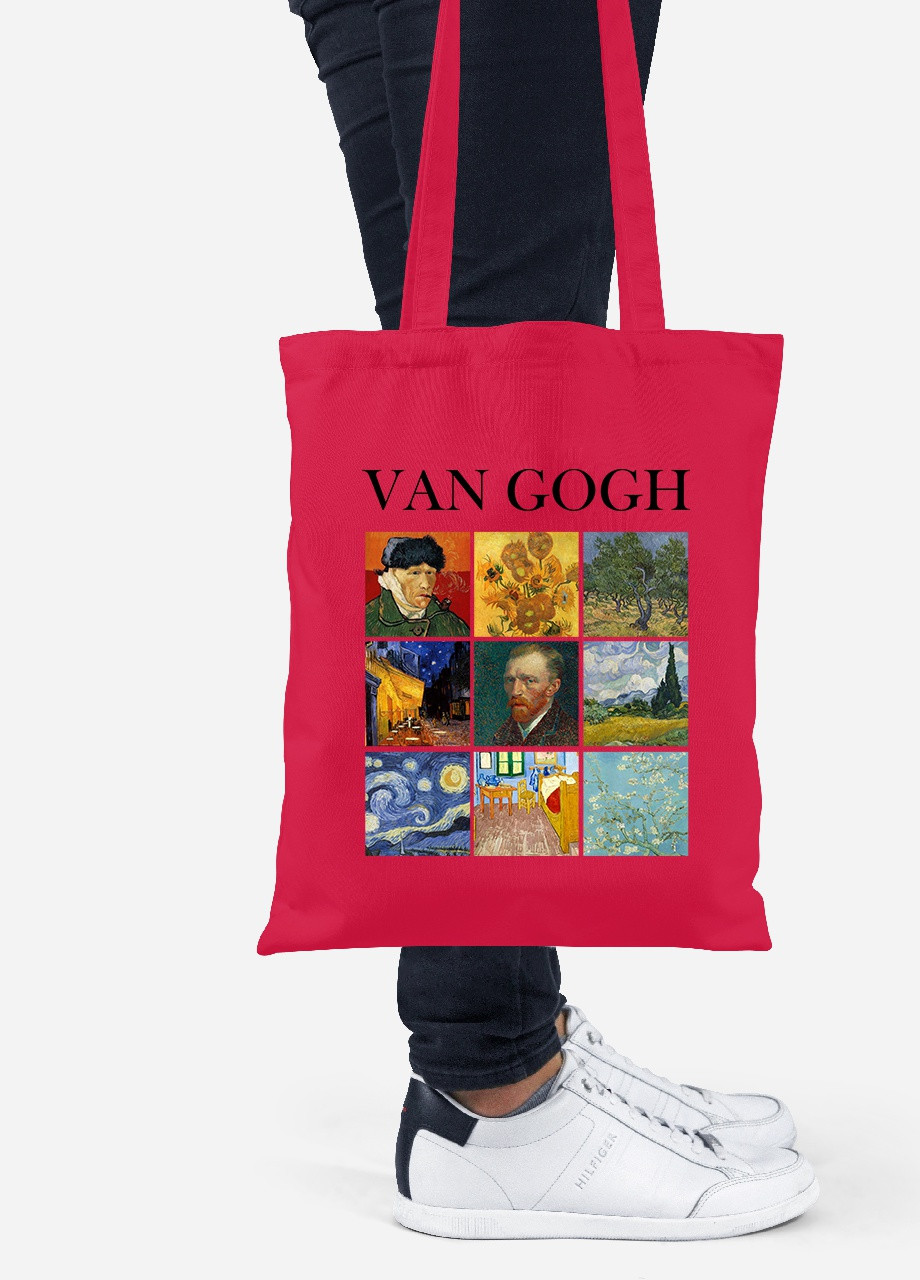 Эко сумка шопер Винсент Ван Гог Картины (Vincent van Gogh) (92102-2960-RD) красная MobiPrint lite (256920330)