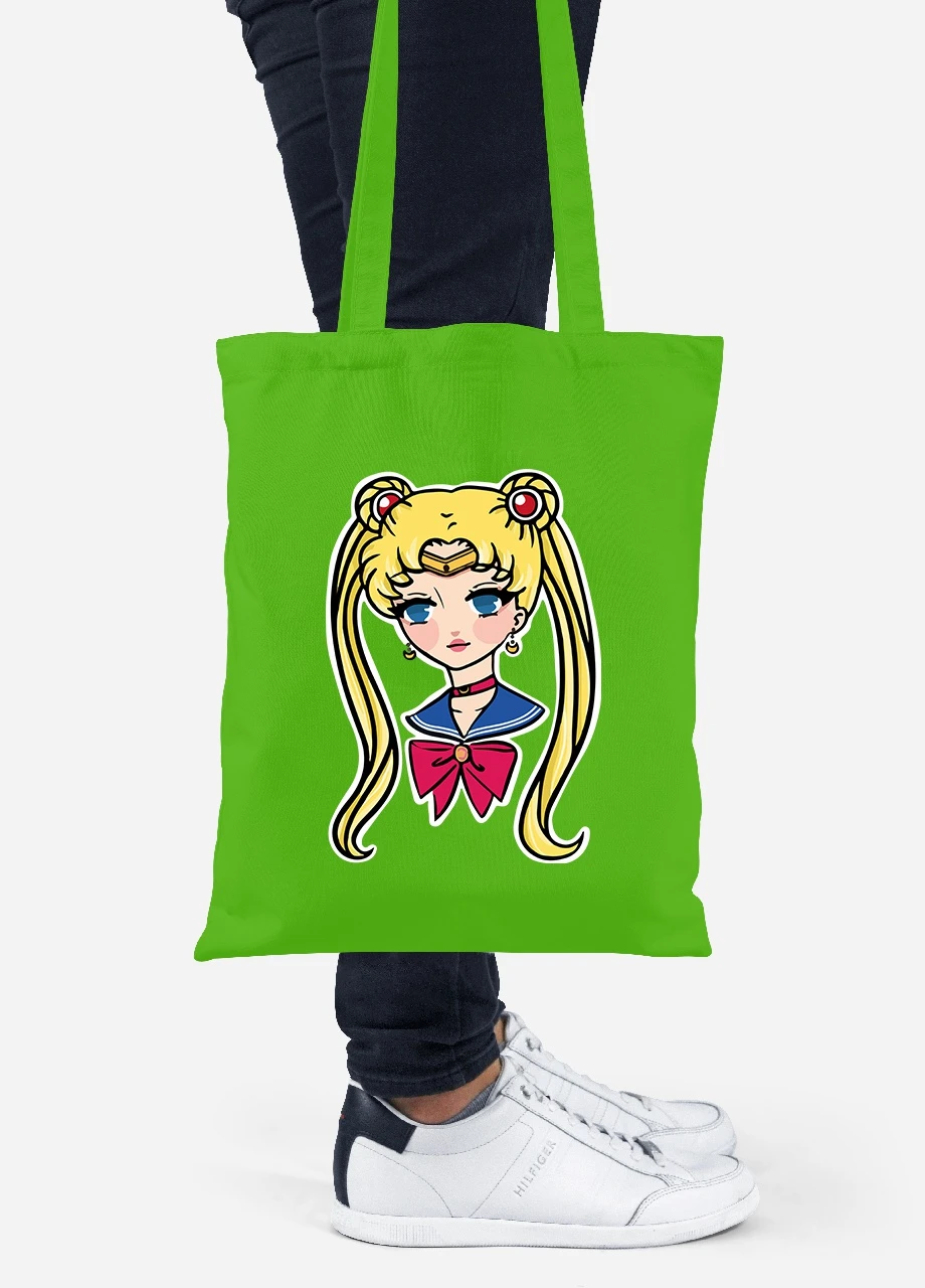 Эко сумка шопер Сейлор Мун (Sailor Moon) (92102-2926-LM) салатовая MobiPrint Lite (256921116)