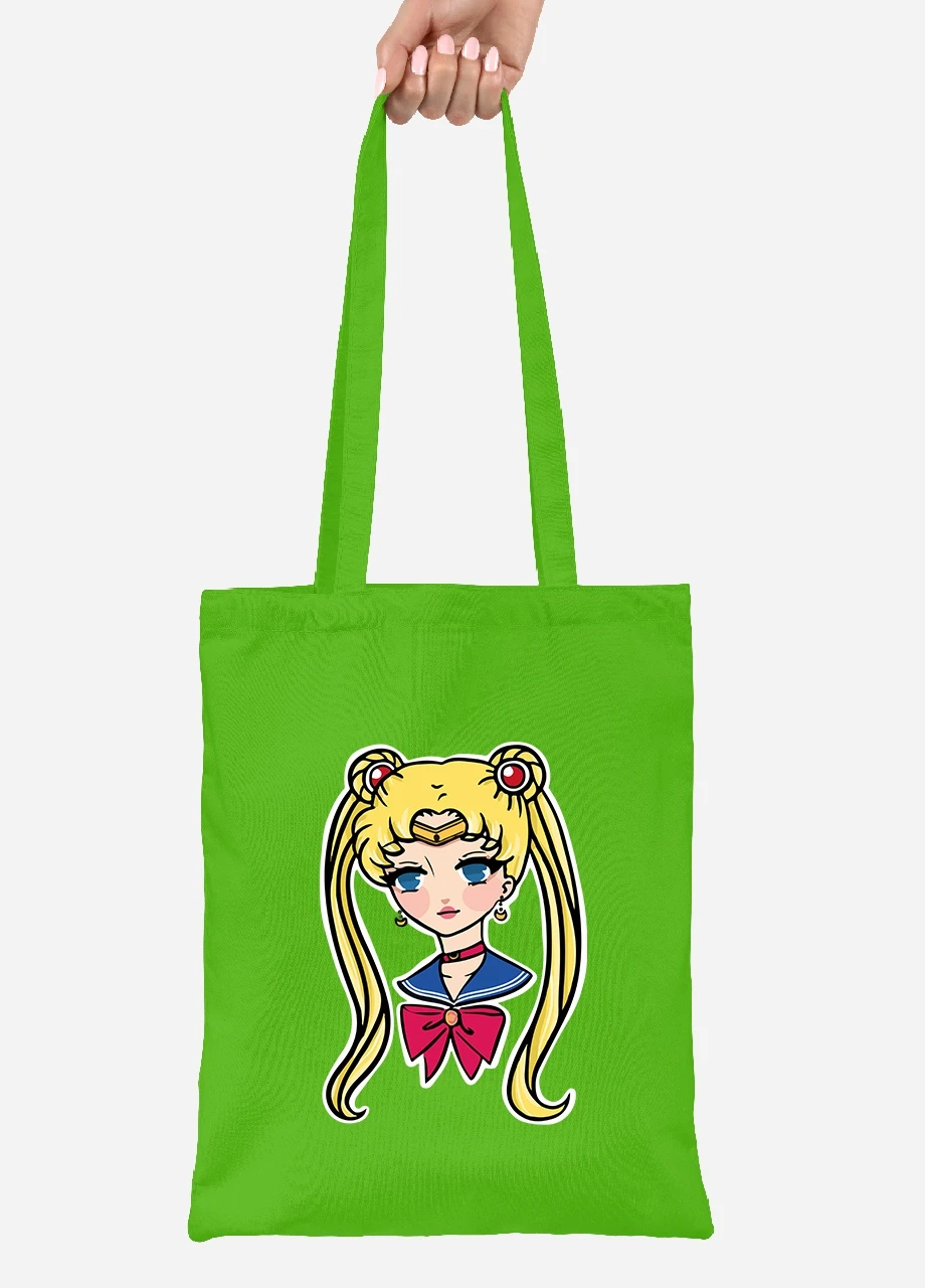 Эко сумка шопер Сейлор Мун (Sailor Moon) (92102-2926-LM) салатовая MobiPrint Lite (256921116)