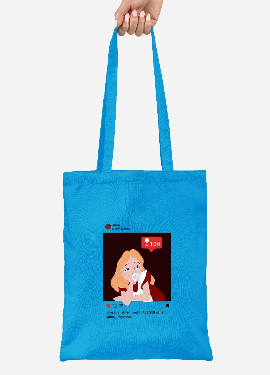 Эко сумка шопер Алиса с жвачкой (92102-1433-BL) синяя MobiPrint Lite (256921470)