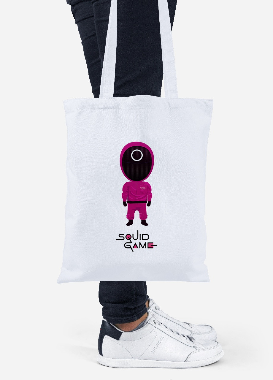 Еко-сумка шоппер Коло Робочий солдат Гра в кальмара (Squid Game) (92102-3358) біла MobiPrint Lite (256922515)