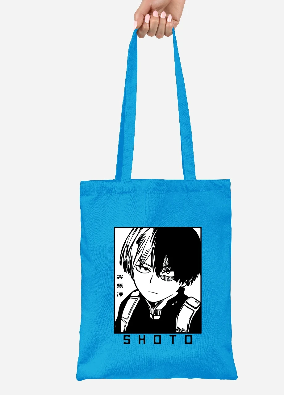 Эко сумка шопер Шото Моя геройская академия ( Shoto My Hero Academia) (92102-3051-BL) синяя MobiPrint Lite (256922033)