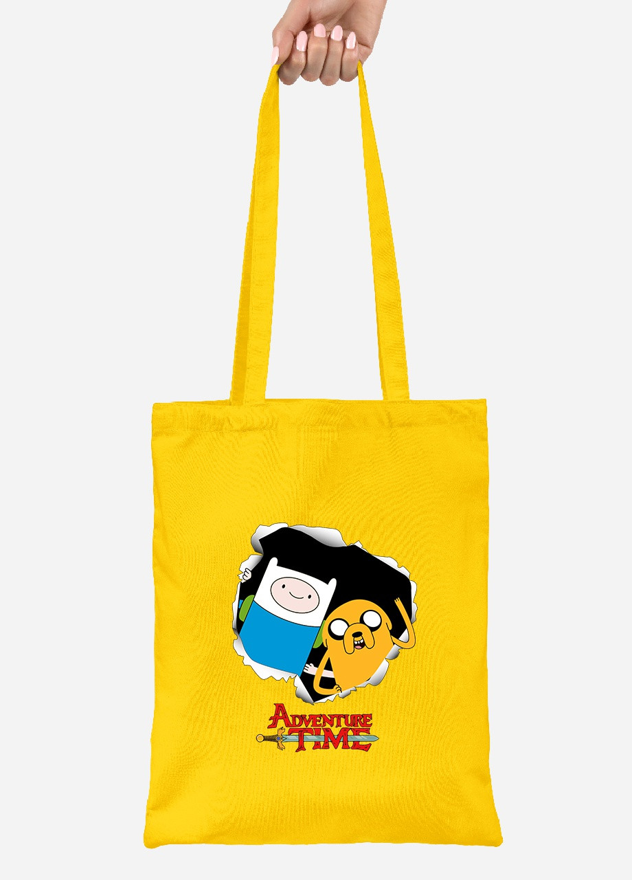 Эко сумка шопер Финн и Джейк пес (Finn & Jake the dog) (92102-1581-SY) желтая MobiPrint Lite (256923661)